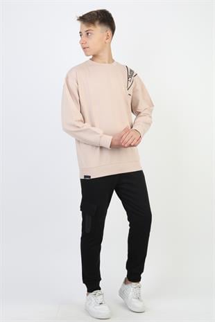 Mevsimlik Respect Baskılı 2 İplik %100 Pamuk 2 İplik Uzun Kollu Erkek Çocuk Sweatshirt
