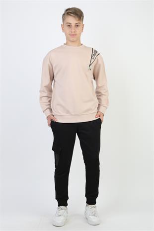 Mevsimlik Respect Baskılı 2 İplik %100 Pamuk 2 İplik Uzun Kollu Erkek Çocuk Sweatshirt