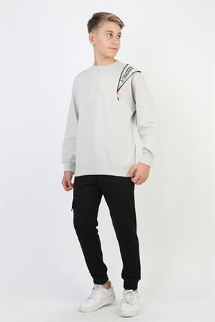 Mevsimlik Respect Baskılı 2 İplik %100 Pamuk 2 İplik Uzun Kollu Erkek Çocuk Sweatshirt