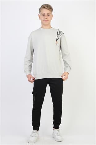 Mevsimlik Respect Baskılı 2 İplik %100 Pamuk 2 İplik Uzun Kollu Erkek Çocuk Sweatshirt