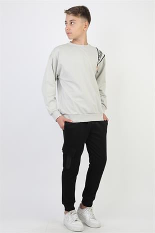 Mevsimlik Respect Baskılı 2 İplik %100 Pamuk 2 İplik Uzun Kollu Erkek Çocuk Sweatshirt