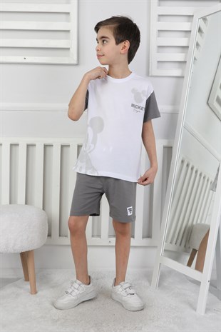 MOUSE Baskı GRİ Erkek Çocuk Şortlu Takım