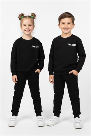The CITY Baskılı Pamuk 2 İplik Mevsimlik Unisex Çocuk Takım