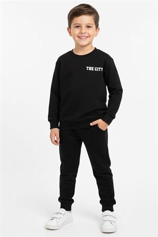 The CITY Baskılı Pamuk 2 İplik Mevsimlik Unisex Çocuk Takım