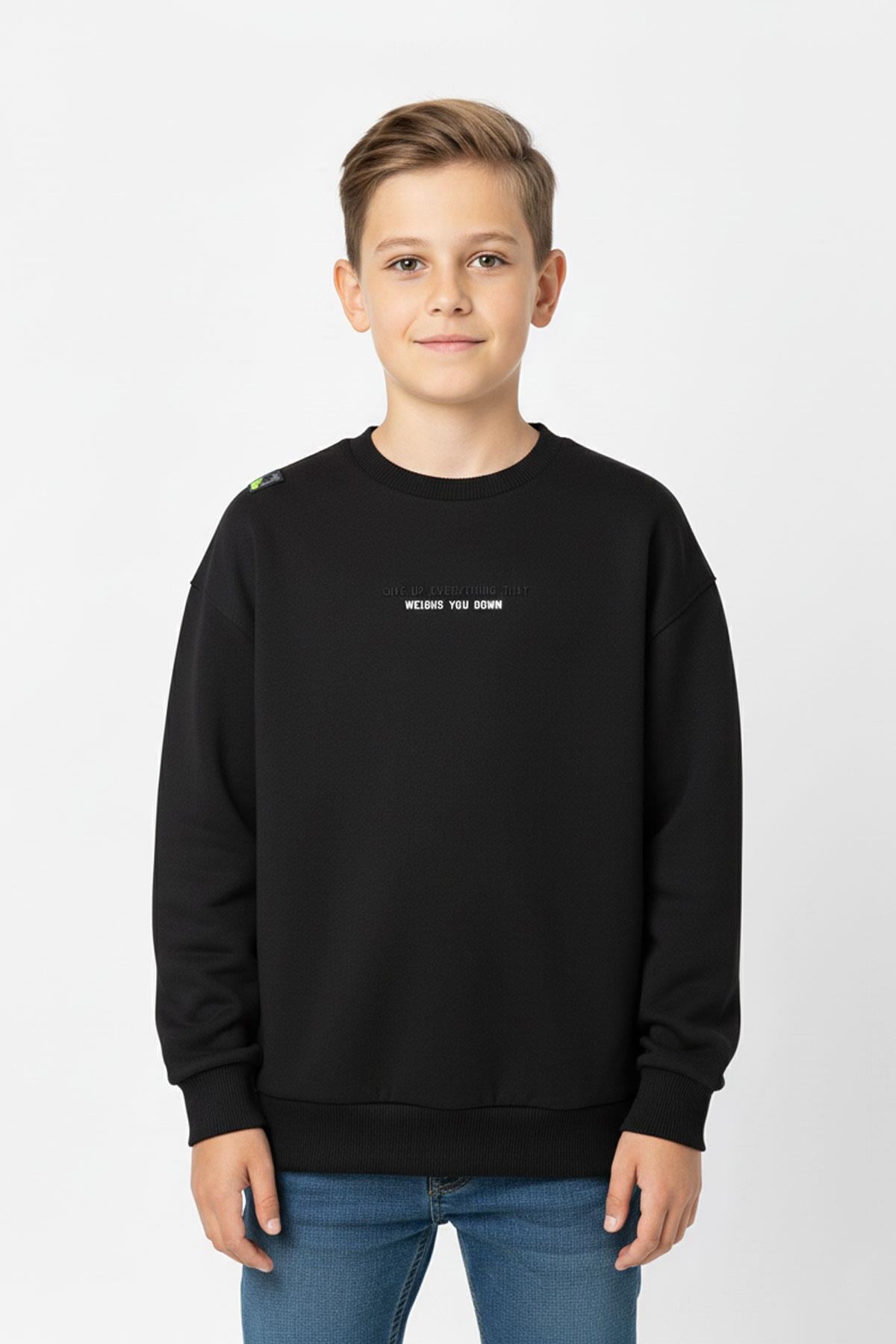 Bisiklet Yaka Baskı Detaylı Erkek Çocuk Sweatshirt