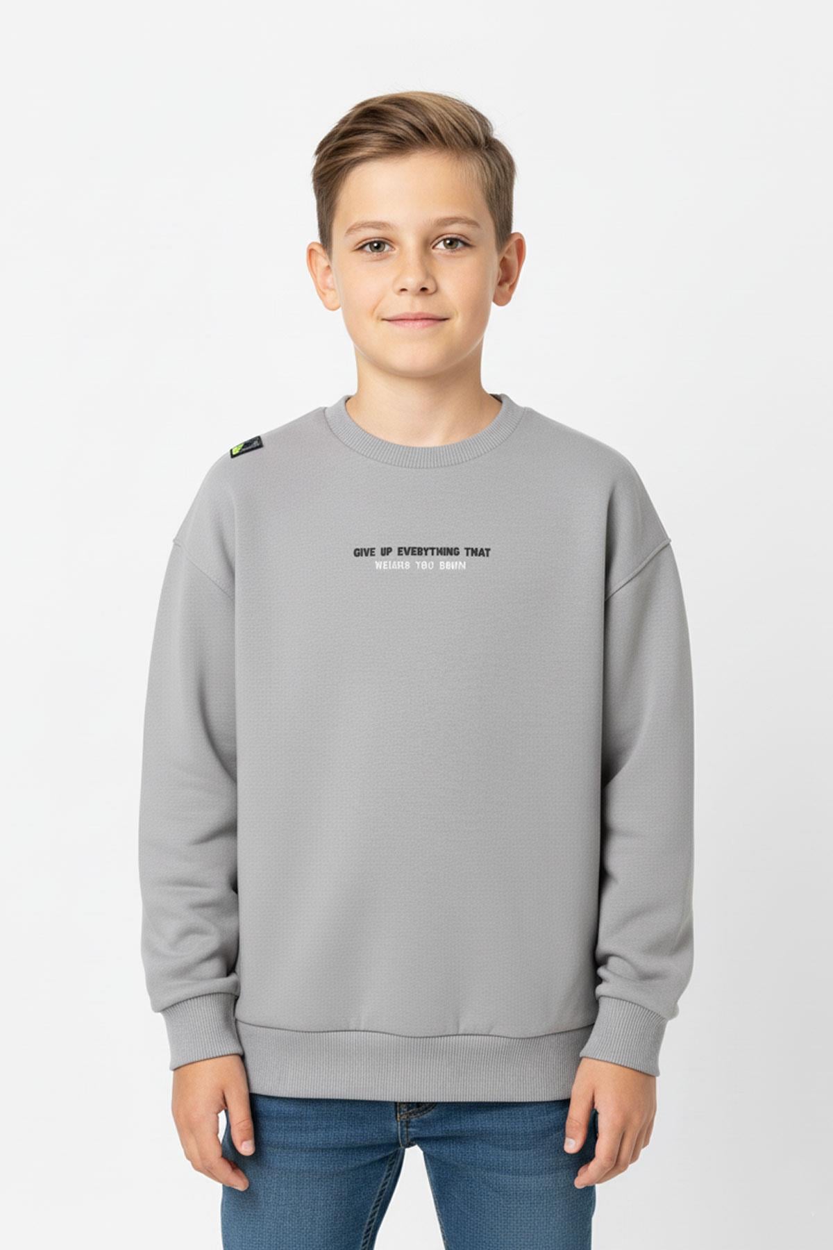 Bisiklet Yaka Baskı Detaylı Erkek Çocuk Sweatshirt