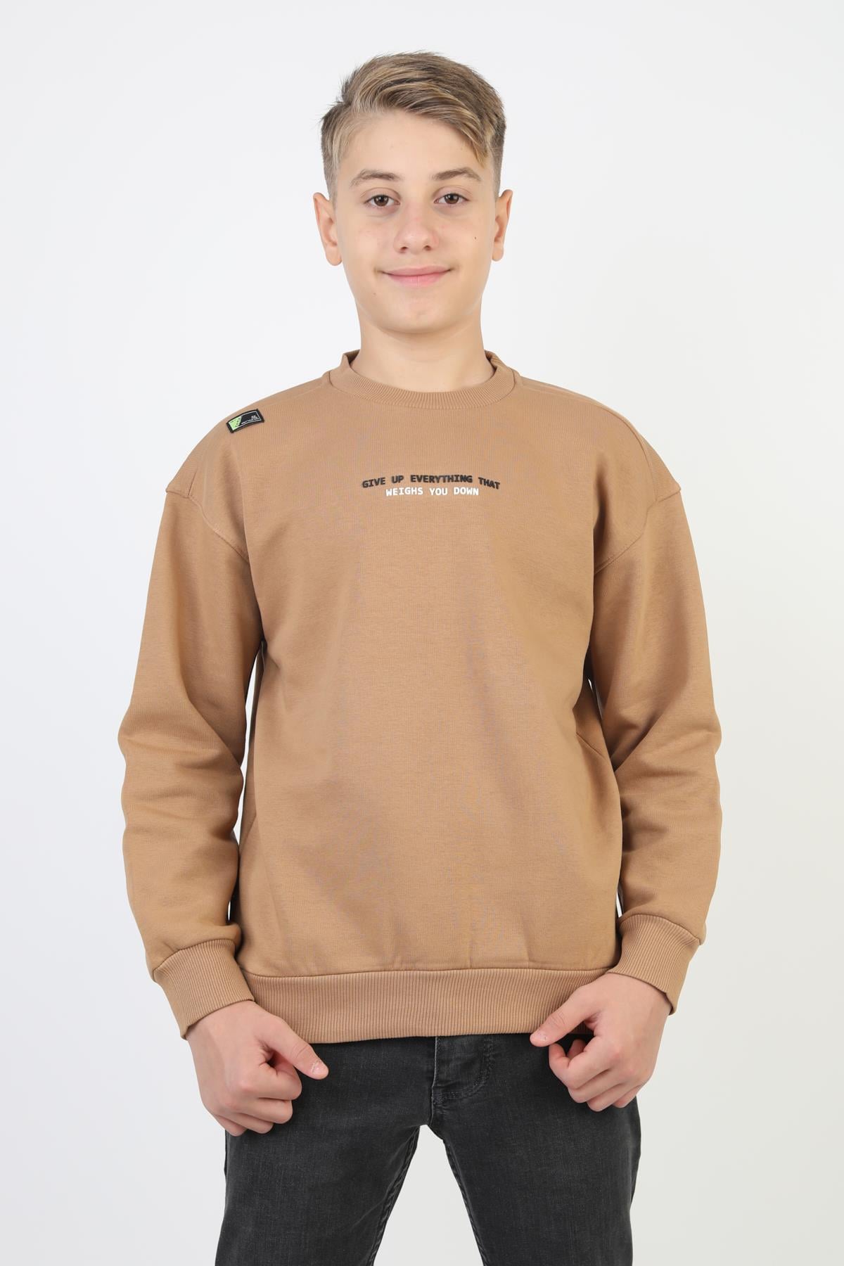 Bisiklet Yaka Baskı Detaylı Erkek Çocuk Sweatshirt