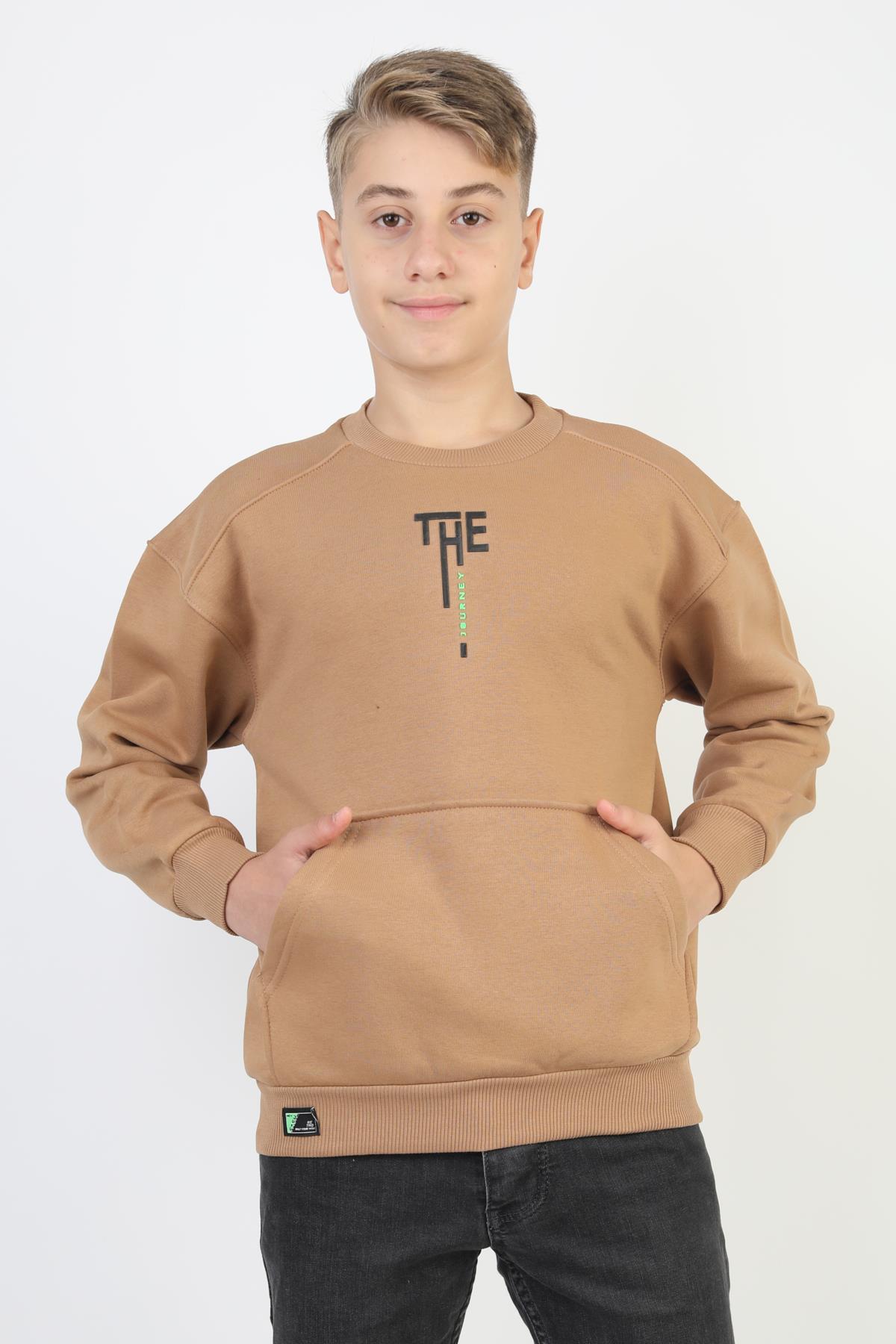Kanguru Cepli Bisiklet Yaka Erkek Çocuk Sweatshirt