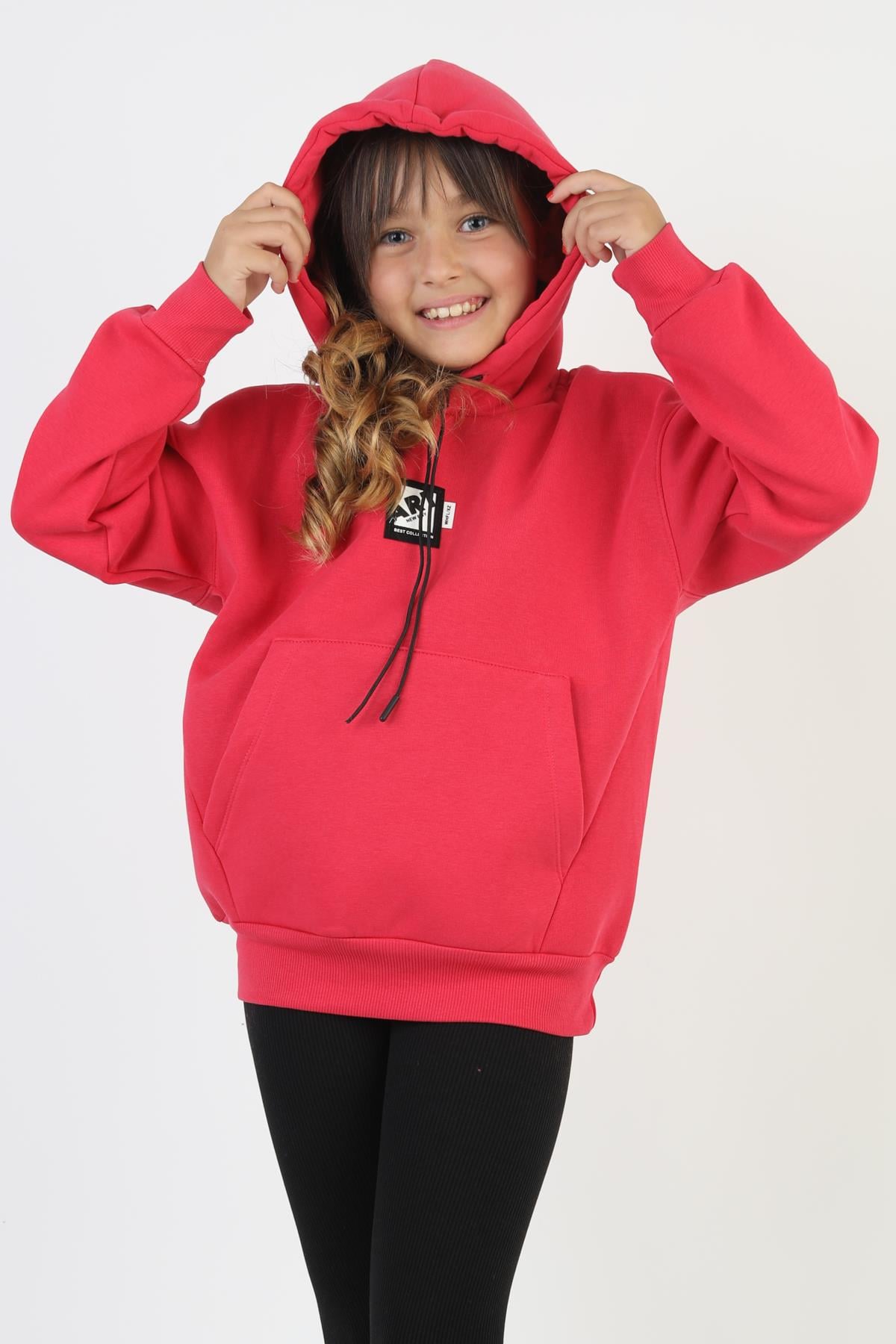 Kapşonlu Kanguru Cepli Kız Çocuk Sweatshirt