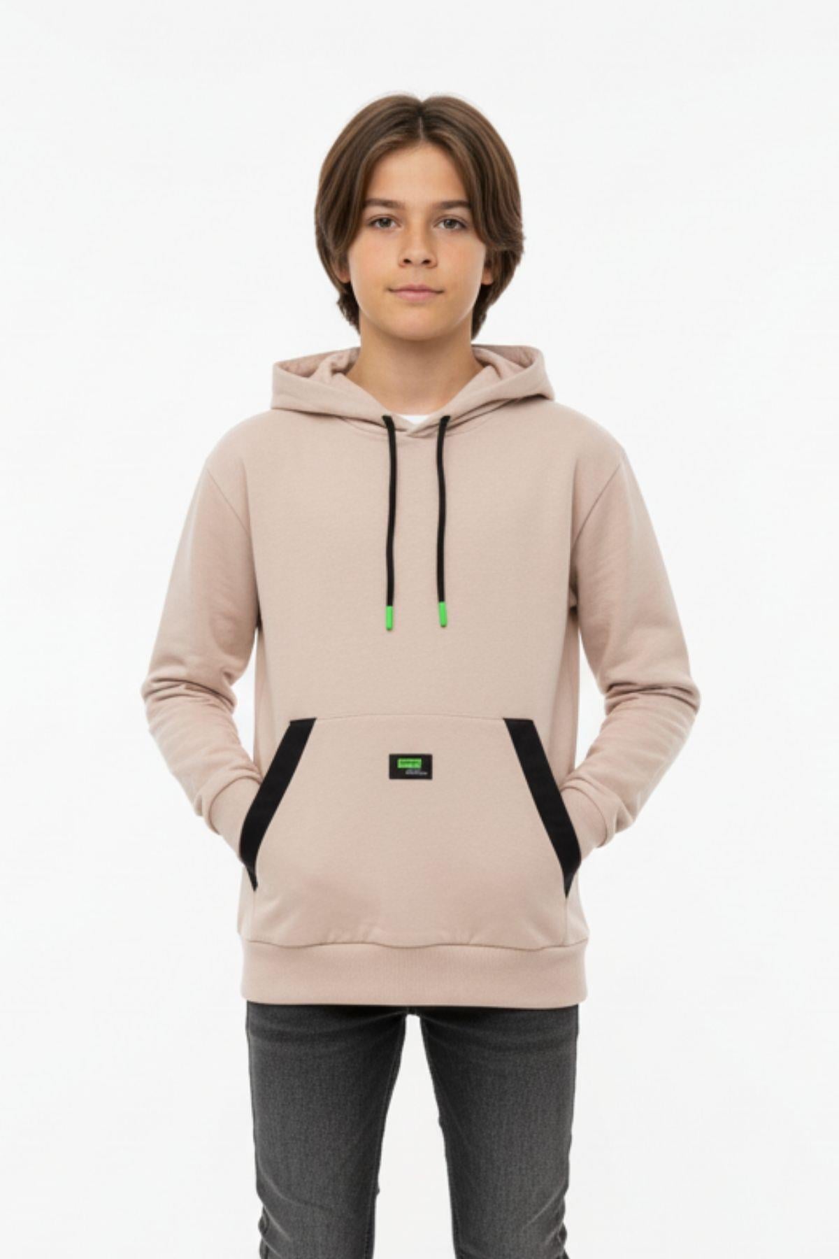 Kapüşonlu Kanguru Cepli 2 İplik Mevsimlik Erkek Çocuk Sweatshirt