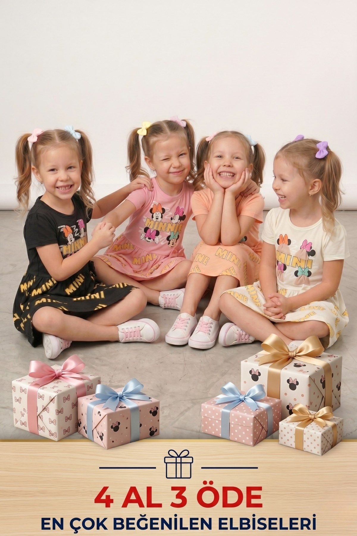 KIZ ELBİSE 4 LÜ SET Çocuk  ELBİSE 4 AL 3 ÖDE   
