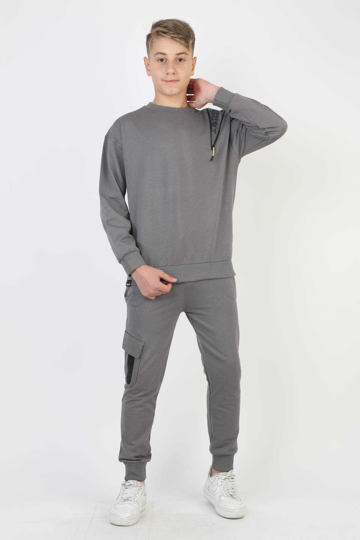 Mevsimlik Respect Baskılı 2 İplik %100 Pamuk 2 İplik Uzun Kollu Erkek Çocuk Sweatshirt