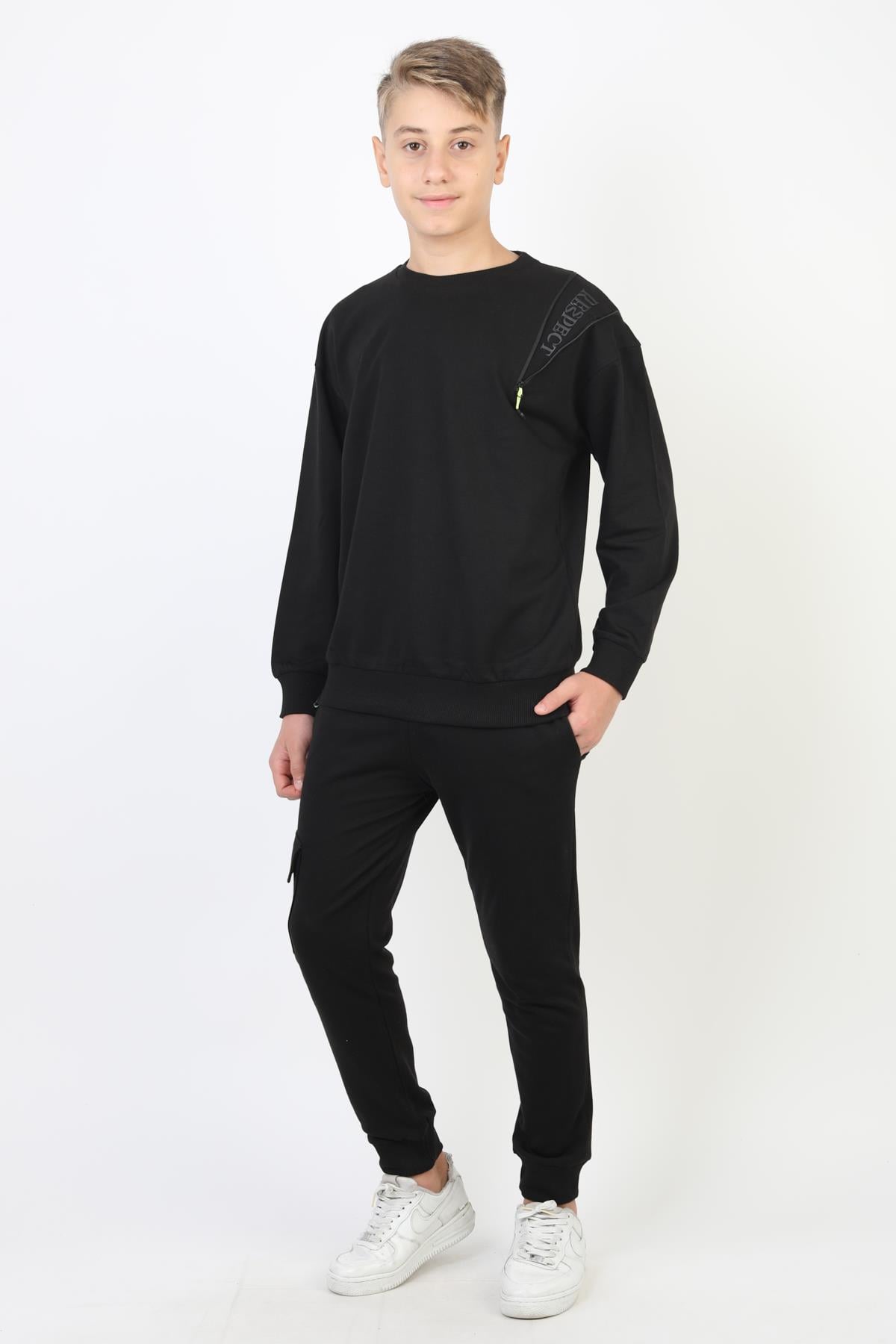 Mevsimlik Respect Baskılı 2 İplik %100 Pamuk 2 İplik Uzun Kollu Erkek Çocuk Sweatshirt