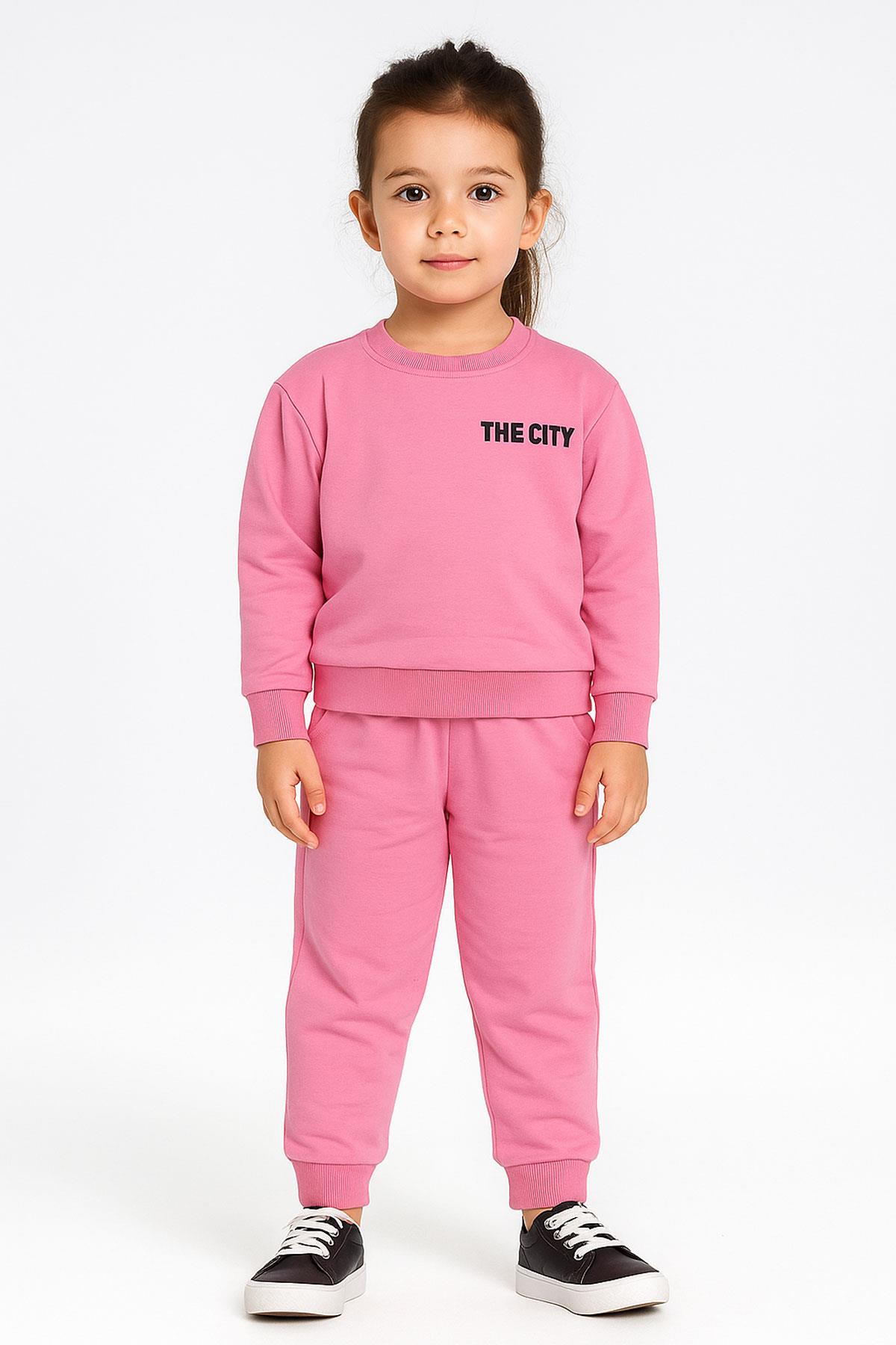 The CITY Baskılı Pamuk 2 İplik Mevsimlik Unisex Çocuk Takım