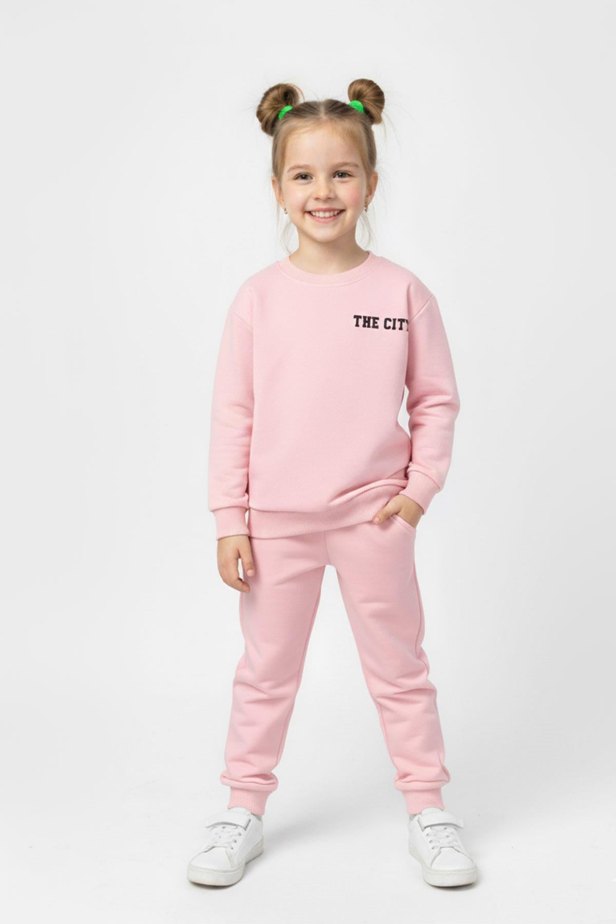 The CITY Baskılı Pamuk 2 İplik Mevsimlik Unisex Çocuk Takım