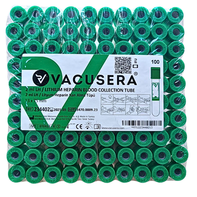 2 ML K2 Lityum Heparinli Tüp (Yeşil Kapak)