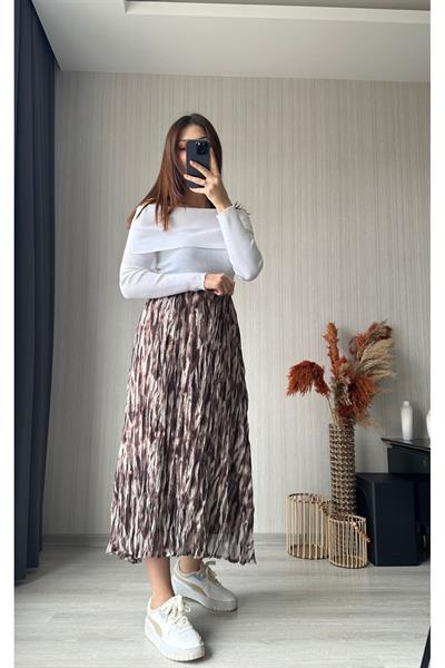 Zebra Desen Midi Etek | Çok Renkli
