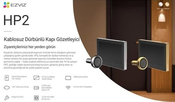 Kıbrıs Diğer Markalar EZVIZ KABLOSUZ GÖZETLEME DELİĞİ KAPI GÖRÜNTÜLEYİCİSİ HP2