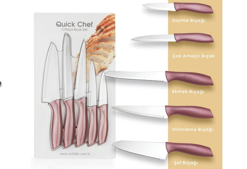Kıbrıs Schafer Schafer  14005-ROS03 Quick Chef Bıçak Seti-5 Parça-Rosegold