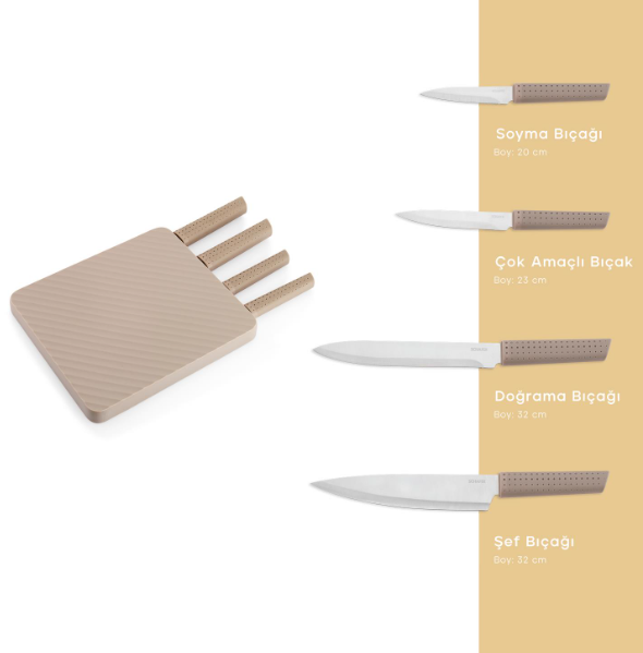 Kıbrıs Schafer Schafer 14005-VIZ01 Easy 5 Parça Bloklu Bıçak Seti-Vizon