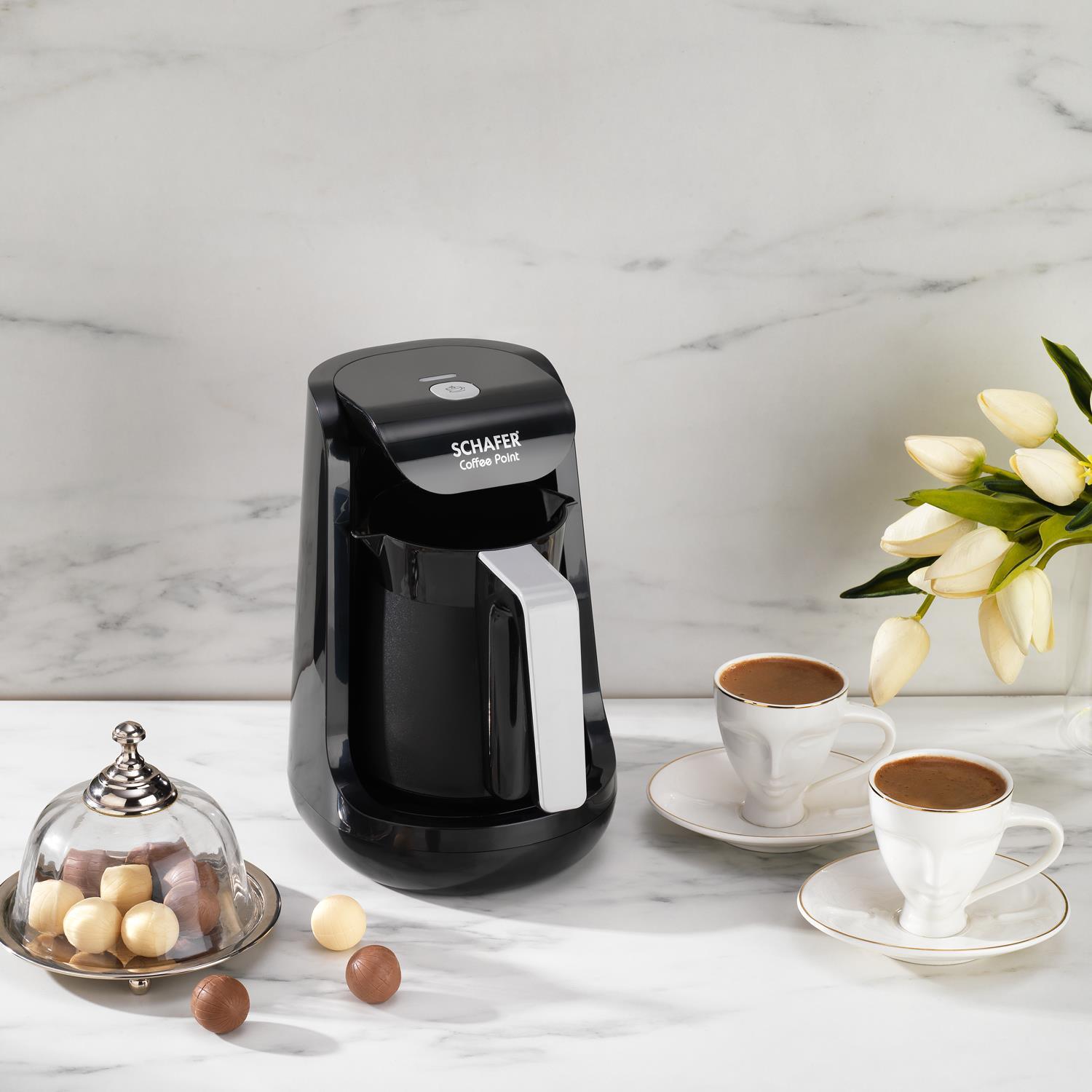Kıbrıs Schafer Schafer Coffee Point 25002-SIY02 Türk Kahve Makinesi-Siyah/Gri