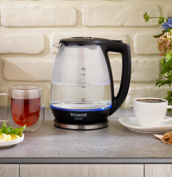 Kıbrıs Schafer Schafer Drop 25003-SIY01 Cam Su Isıtıcı (Kettle)-Siyah