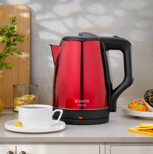 Kıbrıs Schafer Schafer Hitze 25003-KMZ01 Paslanmaz Çelik Su Isıtıcı (Kettle)-Kırmızı