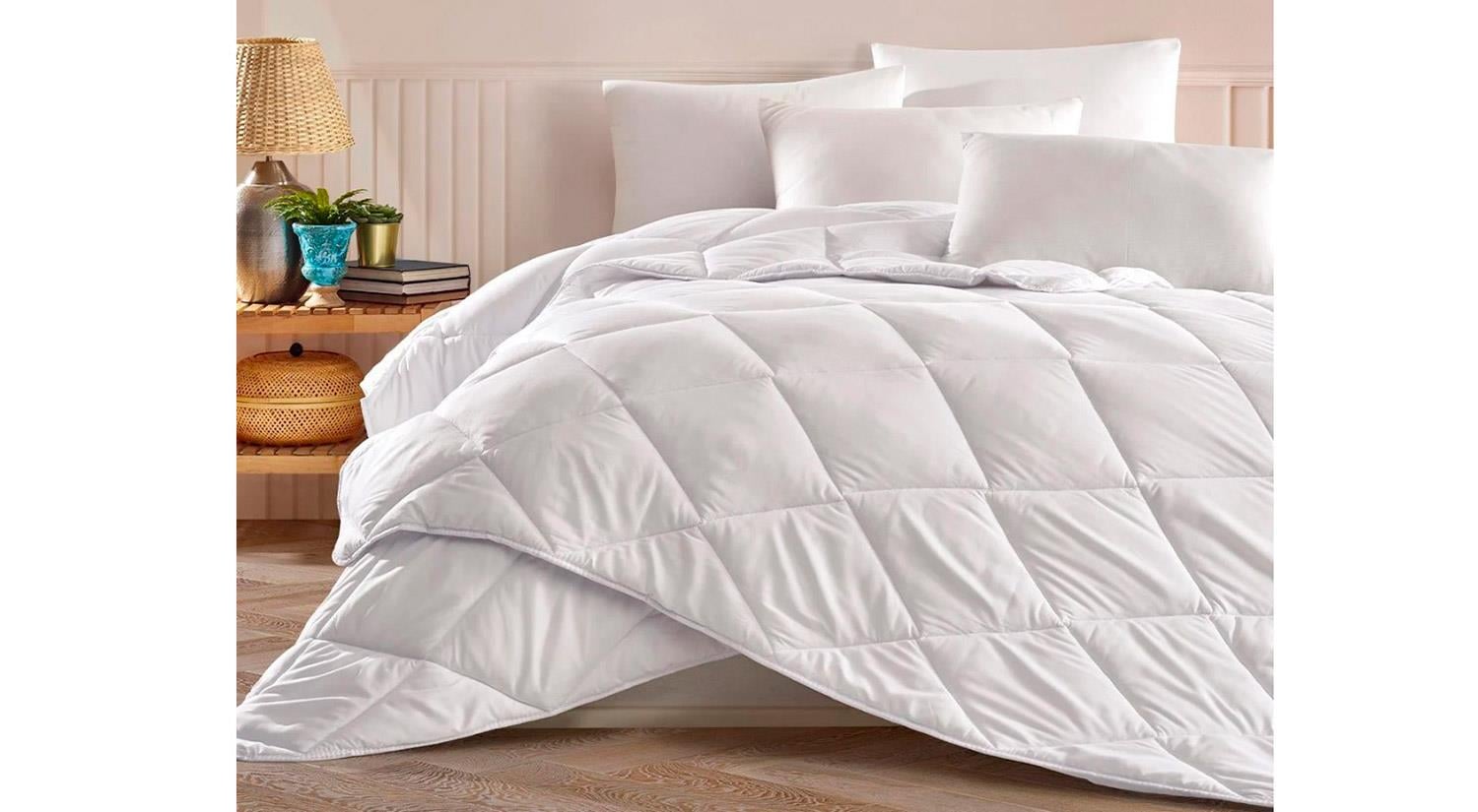 Kıbrıs Schafer Schafer Microfiber Çift Kişilik Yorgan-Yastık Seti – 3 Parça Beyaz 01