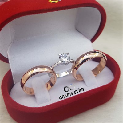 6 MM Rose Kaplama Çift Gümüş Alyans