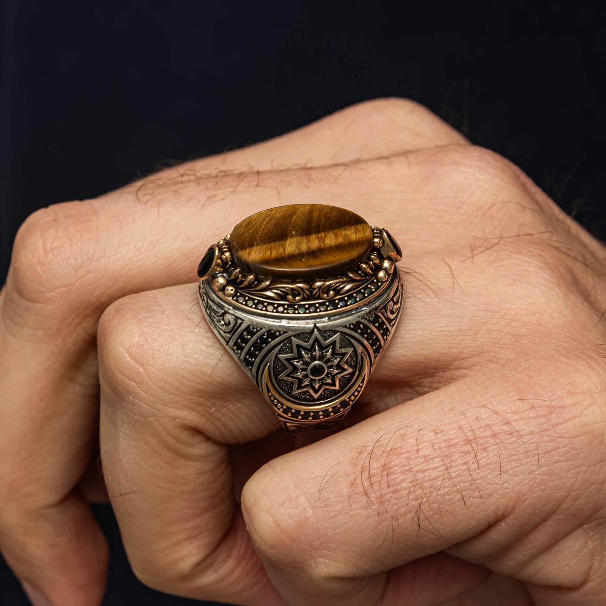 Fetih Koleksiyonu Kaplan Gözü Taşlı 925 Gümüş Yüzük