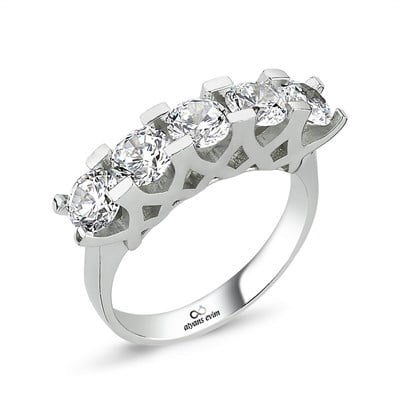 Gümüş Swarovski Zirconia Taşlı Beştaş Yüzük