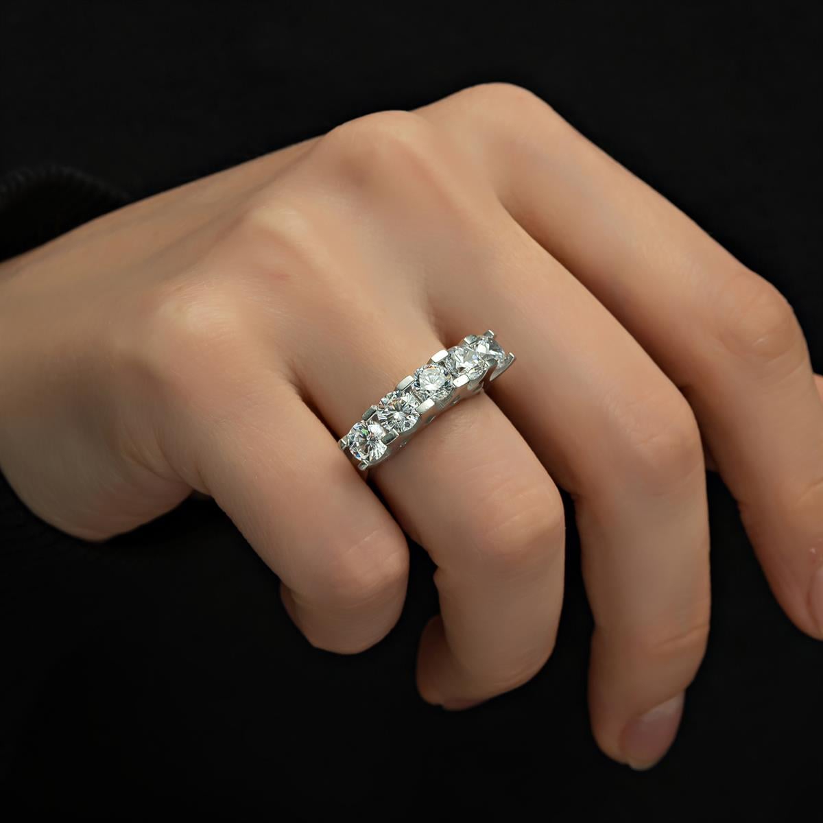 Gümüş Swarovski Zirconia Taşlı Beştaş Yüzük