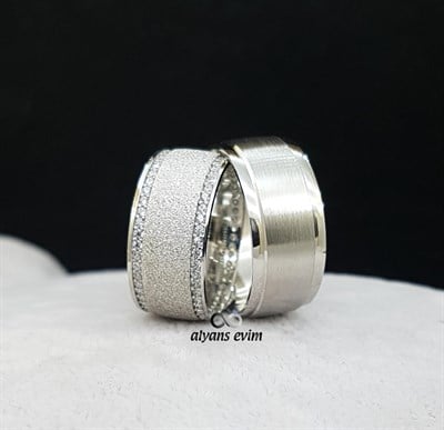 Kumlu Model Çift Gümüş Alyans