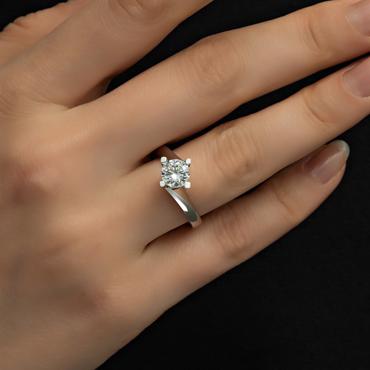 Swarovski Taşlı 925 Gümüş Tektaş Yüzük