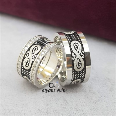 Sonsuzluk Desenli Çift Gümüş Alyans
