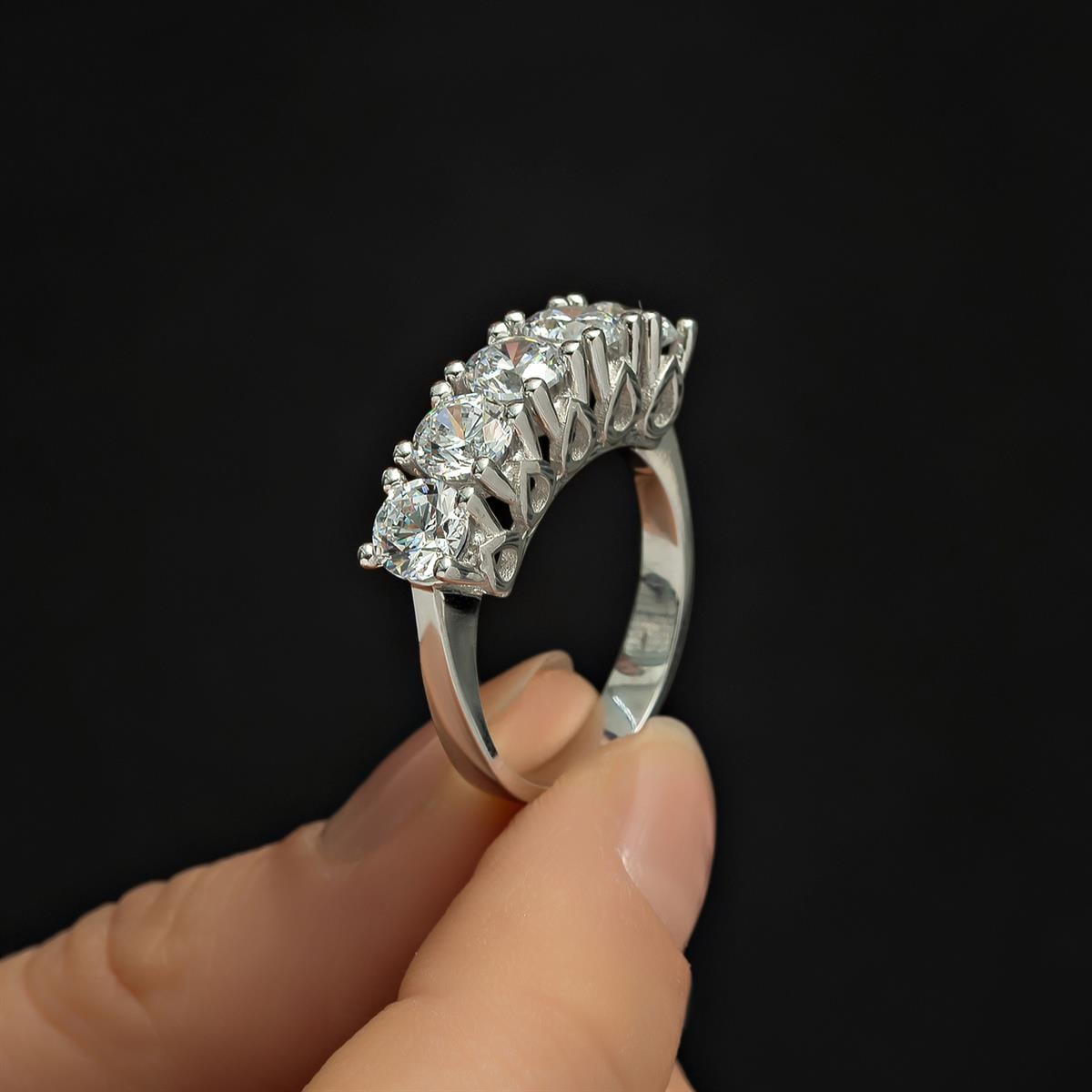 Swarovski Taşlı Gümüş Beştaş Yüzük