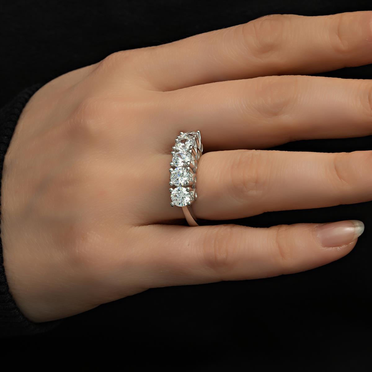 Swarovski Taşlı Gümüş Beştaş Yüzük