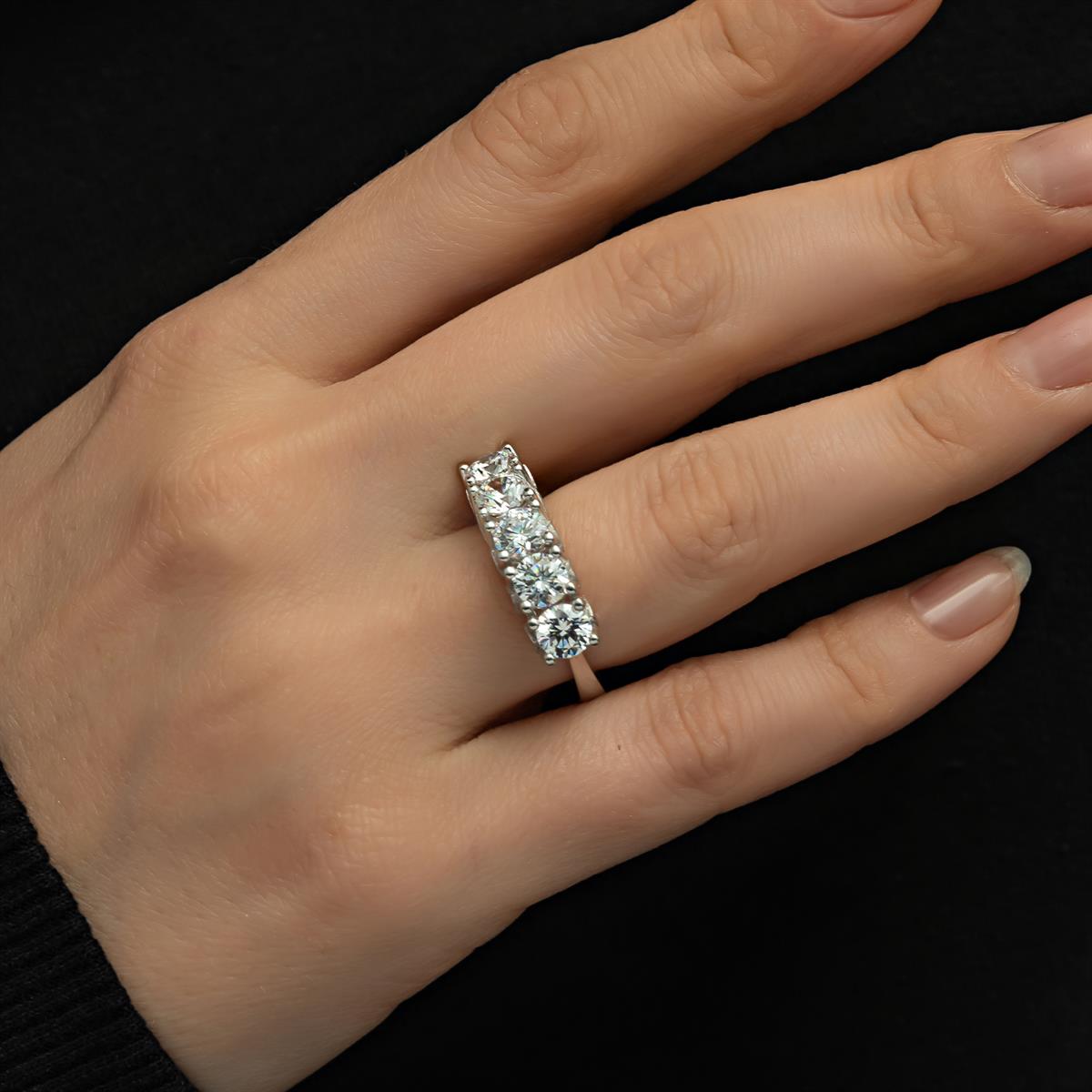 Swarovski Taşlı Gümüş Beştaş Yüzük