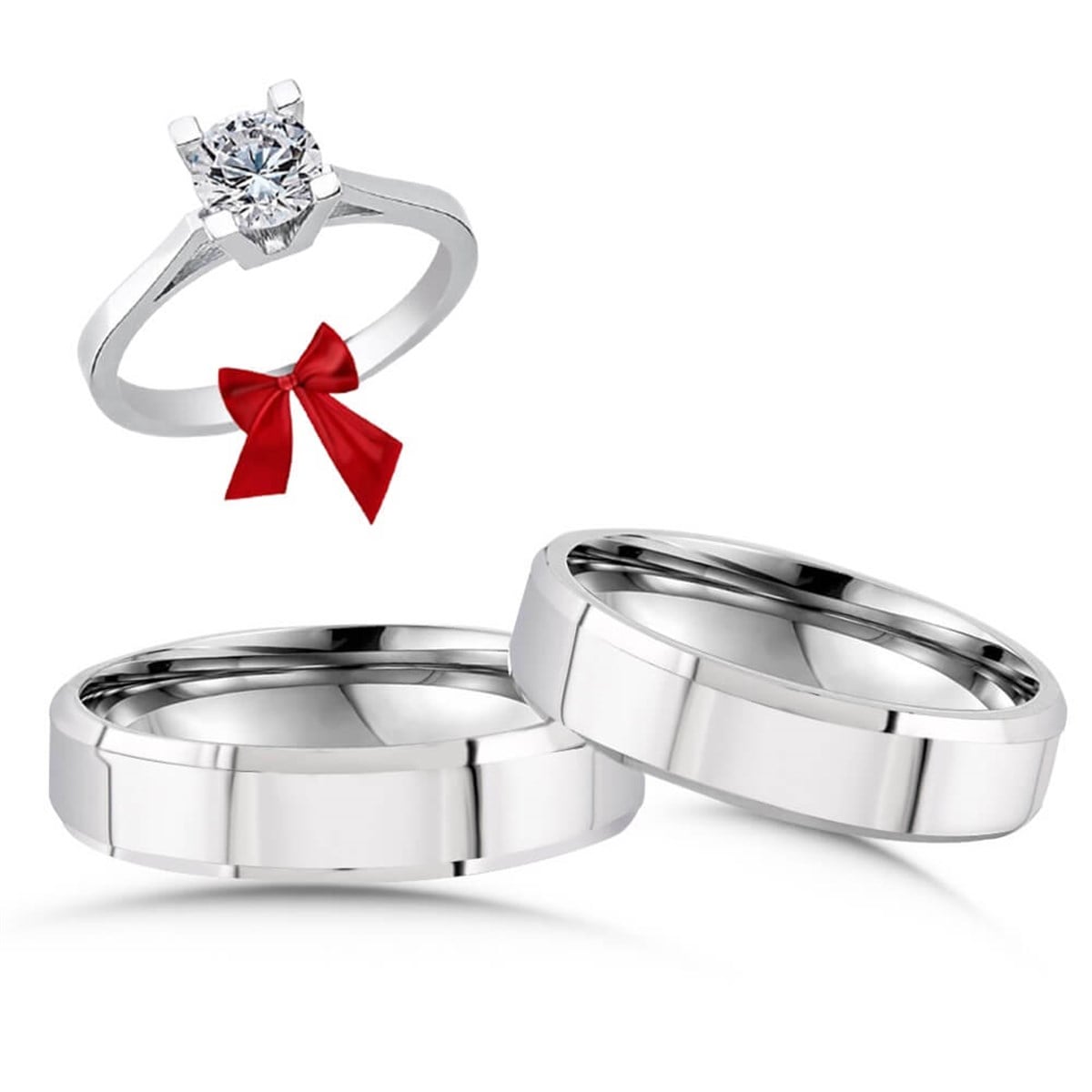 Çatı Modeli Çift Gümüş Alyans Yüzük