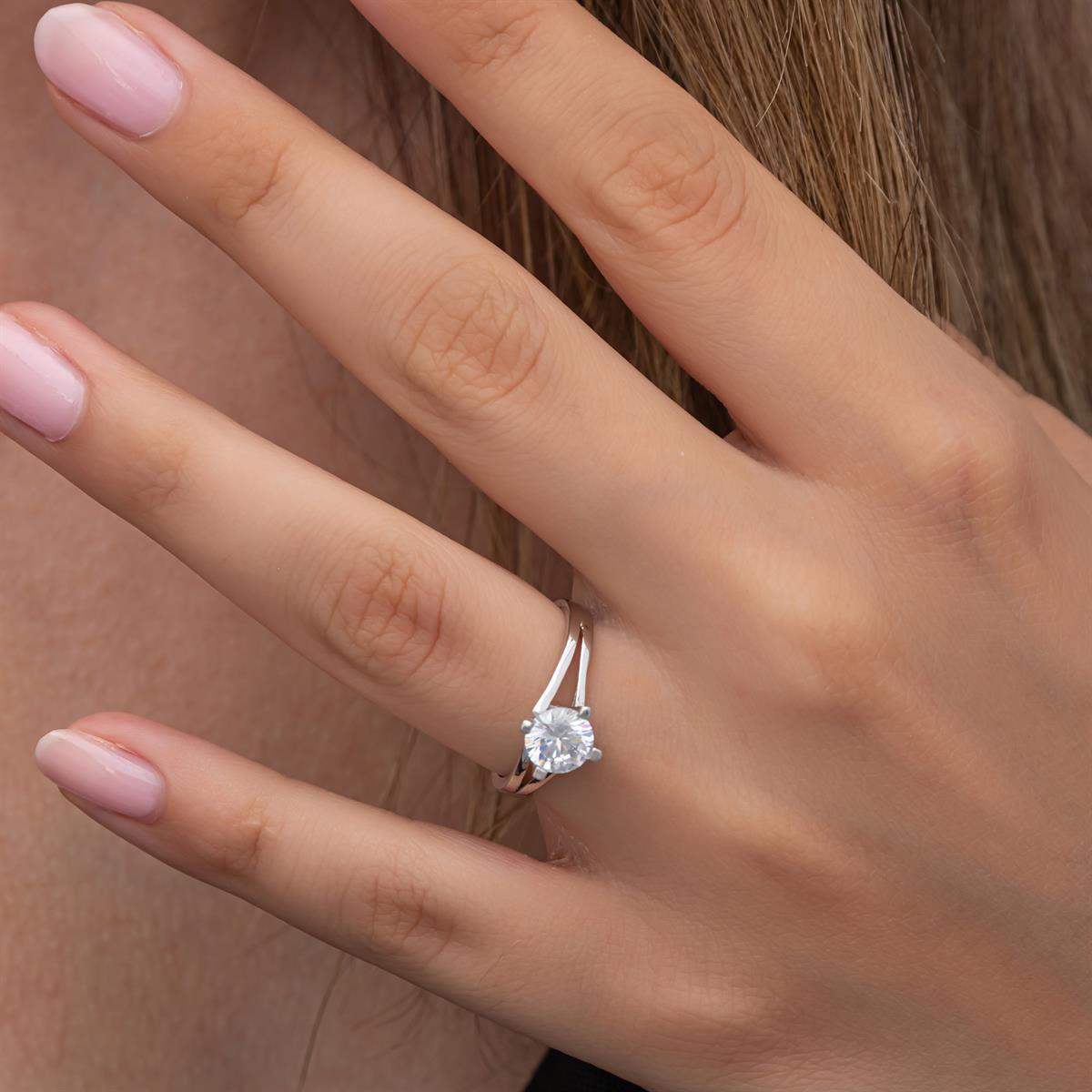 Zirkon Taşlı  925 Gümüş Tektaş Yüzük