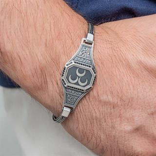 3 Hilal Armalı 925 Ayar Gümüş Erkek Bileklik 