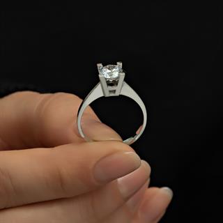 4 Tırnak Swarovski Taşlı Gümüş  Yüzük