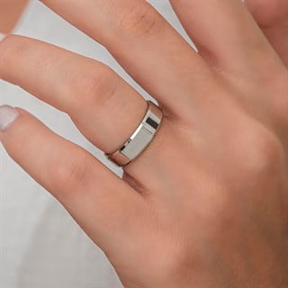 6 mm Bombeli Çatı Modeli Düz Klasik Gümüş Tek Alyans Yüzük