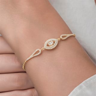 Altın Kaplama Elips Model 925 Gümüş Kadın Bileklik