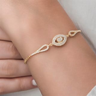Altın Kaplama Elips Model 925 Gümüş Kadın Bileklik
