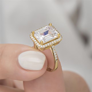 Altın Kaplama Taşlı Baget Gümüş Bayan Takı Seti