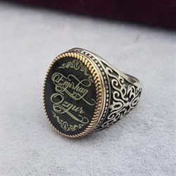 Gümüş Kişiye Özel İsimli Erkek Yüzük