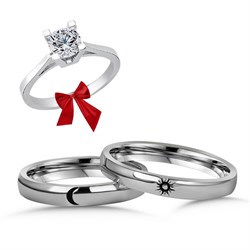 Ay Güneş Çift Gümüş Alyans