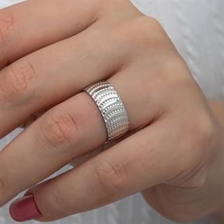 Ay Modeli Noktalı Çift 925 Gümüş Alyans Yüzük