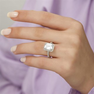 Baget Zirkon Taşlı Tektaş Gümüş Bayan Yüzük